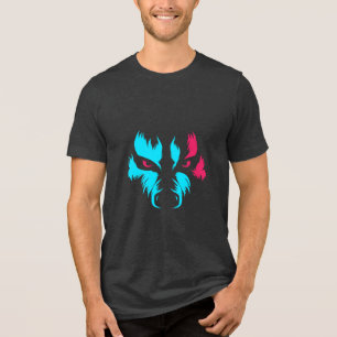 Neon Wolf Face Graphic Tri-Blend Shirt