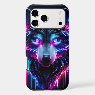 Neon Wolf Glowing Eyes Cyberpunk Futuristic Animal