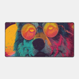 Neon Wolf with Glasses – Retro Synthwave Art