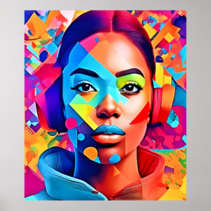 Neon Woman Dreams Digital Art  Poster