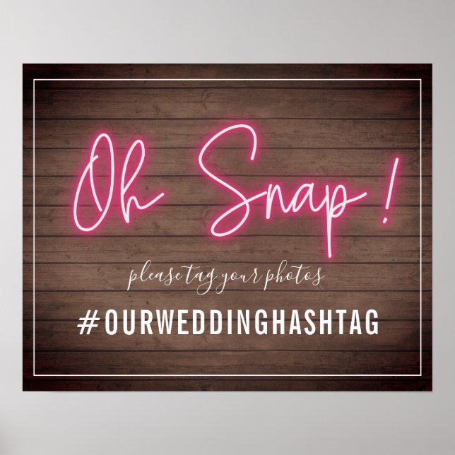 Neon Wood Plank Wedding Hashtag Sign (Front)