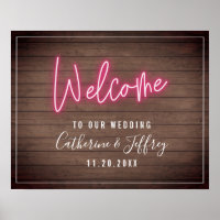 Neon Wood Plank Wedding Welcome