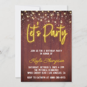 Neon Wooden Wall Faisons une invitation