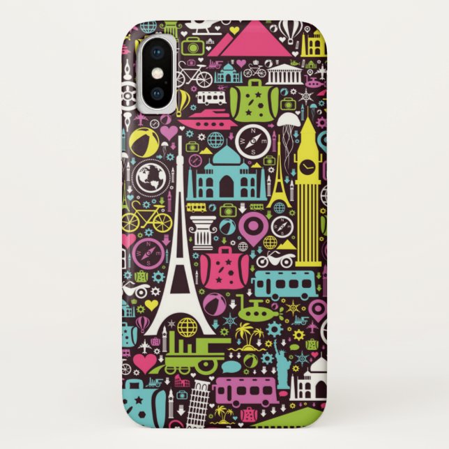 Neon World Icons Pattern Case-Mate iPhone Case (Back)