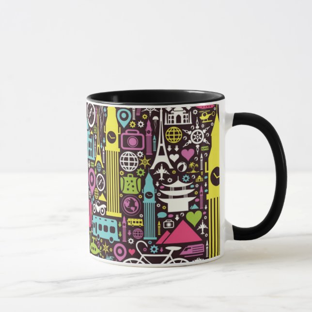 Neon World Icons Pattern Mug (Right)