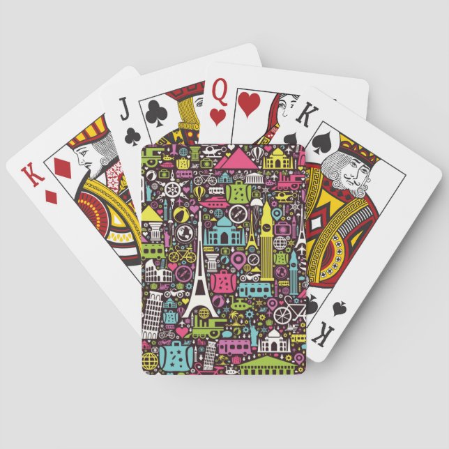 Neon World Icons Pattern Playing Cards (Back)