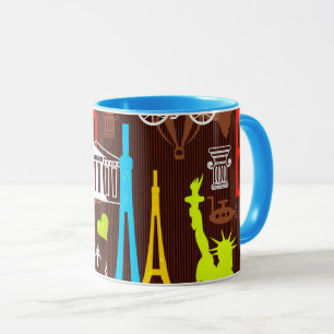 Neon World Travel Pattern Mug