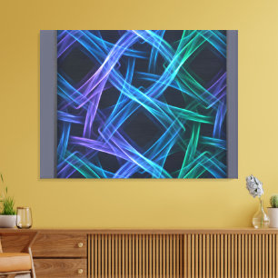 Neon Woven Light Ribbons Abstract Fusion Canvas Print