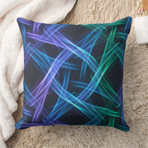 Neon Woven Light Ribbons Abstract Fusion Design Throw Pillow