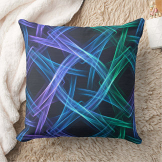 Neon Woven Light Ribbons Abstract Fusion Design Throw Pillow