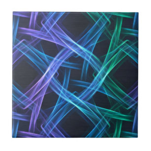 Neon Woven Light Ribbons Abstract Fusion Design Tile