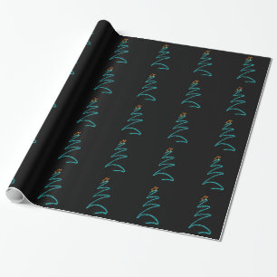 neon xmas tree wrapping paper