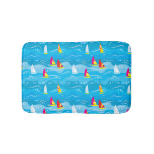 Neon Yacht Pattern Bath Mat