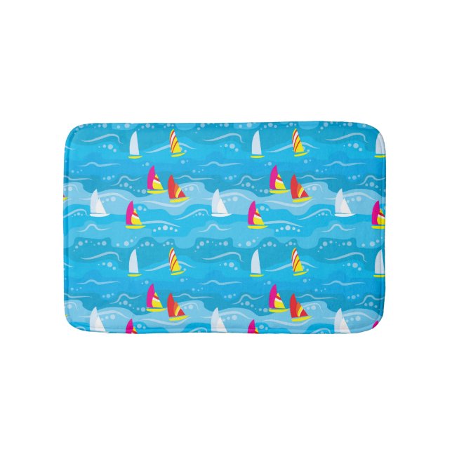 Neon Yacht Pattern Bath Mat (Front)