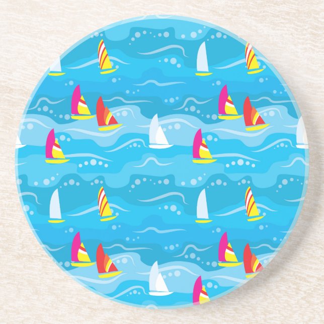 Neon Yacht Pattern Coaster (Front)