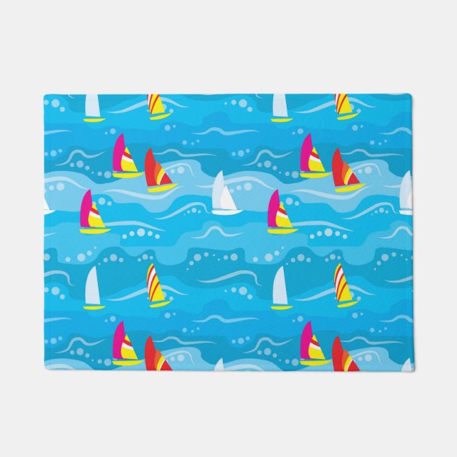 Neon Yacht Pattern Doormat (Front)