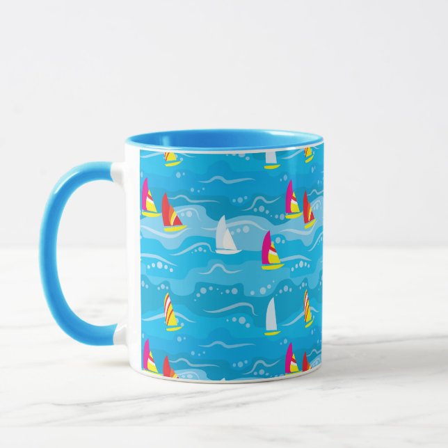 Neon Yacht Pattern Mug (Left)