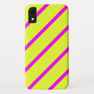 Neon yellow and vivid pink stripes iPhone XR case