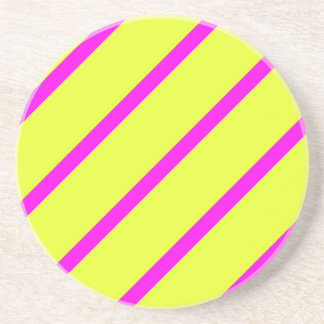 Neon yellow and vivid pink stripes coaster