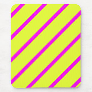 Neon yellow and vivid pink stripes mouse pad