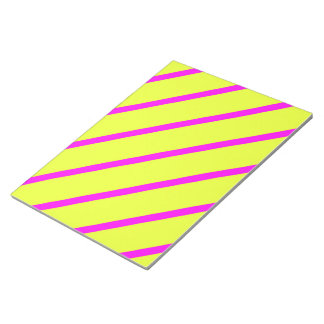 Neon yellow and vivid pink stripes notepad