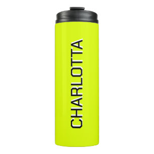 Neon Yellow Black Elegant Minimal Customized Thermal Tumbler