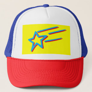 neon yellow - blue and red SHOOTING STAR   Trucker Hat
