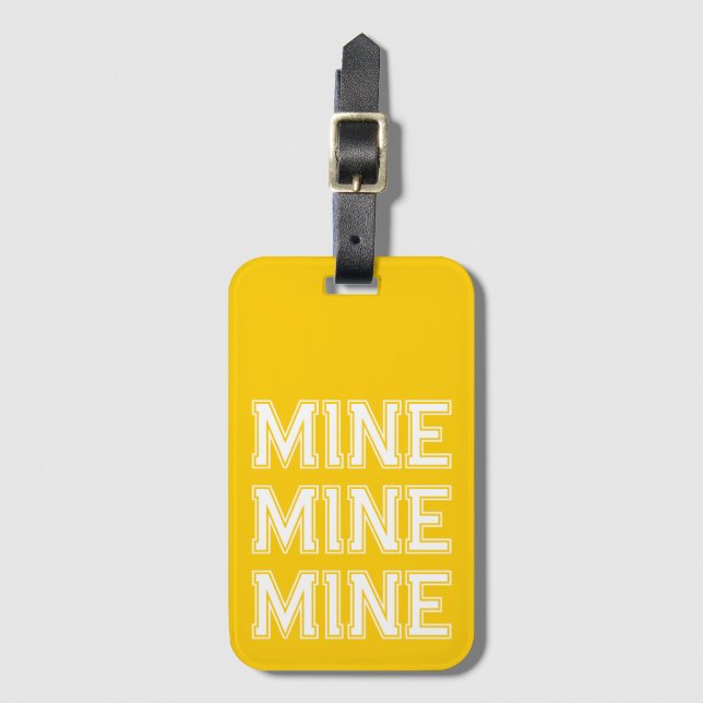 Neon Yellow Bold Mine Funny Kids Luggage Tag (Front Vertical)