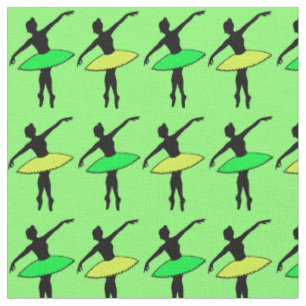 Neon Yellow Green Ballerina Ballet Pointe Dancer Fabric