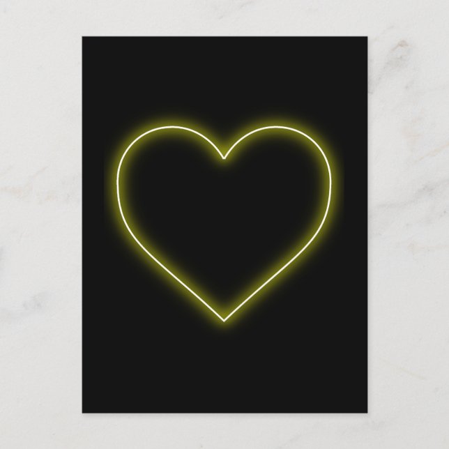 Neon Yellow Heart - Love Valentines Holiday Postcard (Front)