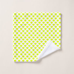Neon Yellow Hearts Pattern Cute Romantic Design Wash Cloth