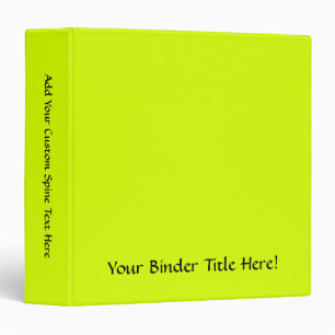 Neon Yellow, High Visibility Binder