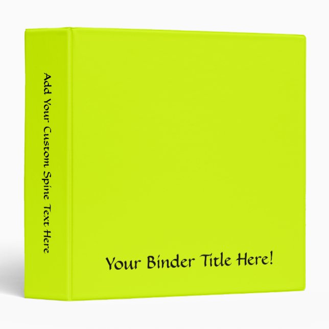 Neon Yellow, High Visibility Binder (Front/Spine)