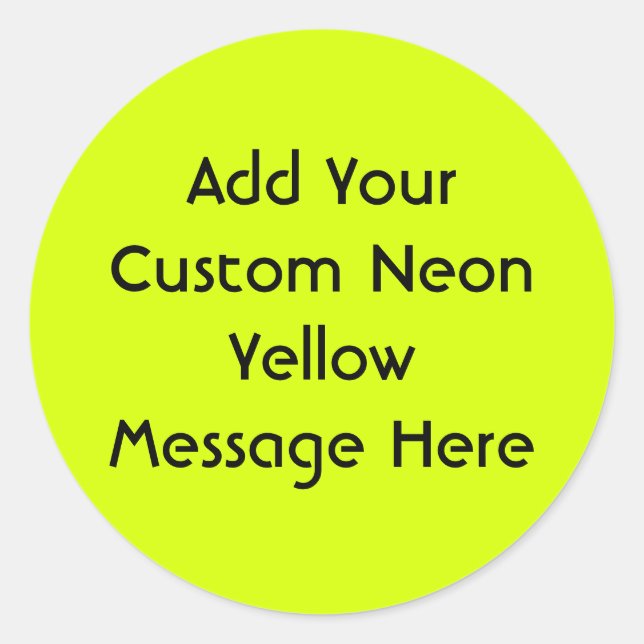 Neon Yellow, High Visibility Classic Round Sticker (Front)