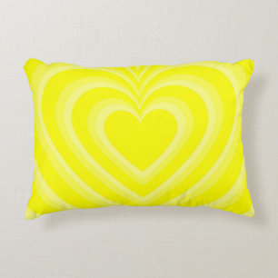 Neon Yellow Hypnotic Heart Love Pattern Accent Pillow