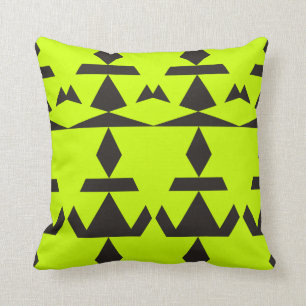 Neon Yellow Minimal Tribal Throw Pillow