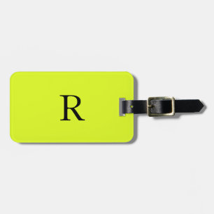 Neon Yellow Monogram Name Initial Cool Gift Favour Luggage Tag