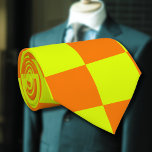 Neon Yellow Orange Chequered Chequerboard Vintage Tie<br><div class="desc">Neon Yellow and Orange Chequered Chequerboard | Vintage | Classic | Trendy | Stylish | Fashion | Minimal</div>
