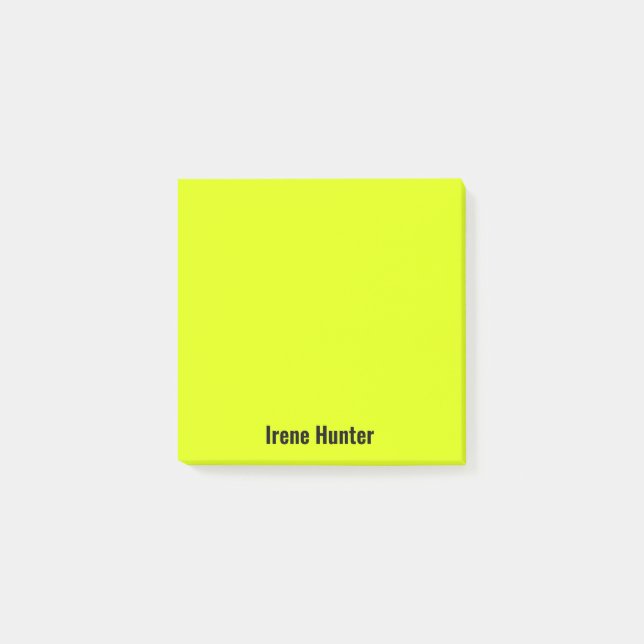 Neon Yellow Professional Minimalist Black Script Post-it Notes (Front)