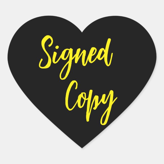 Neon yellow Signed copy Heart Sticker (Front)