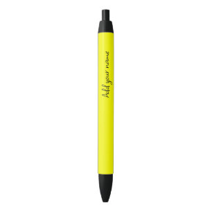 Neon Yellow Solid Colour Black Ink Pen