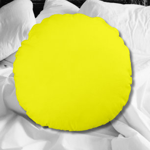 Neon Yellow Solid Colour Classic Round Pillow