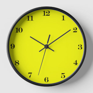 Neon Yellow Solid Colour Clock