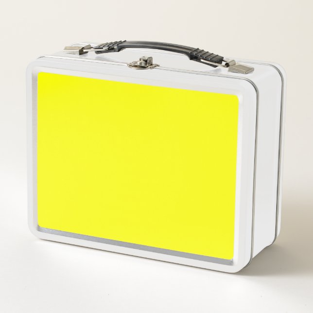 Neon Yellow Solid Colour Metal Lunch Box (Front)
