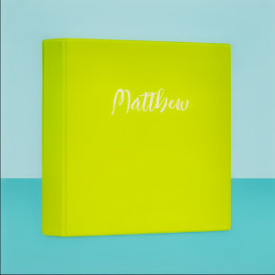  neon yellow solid colour -personalized  binder