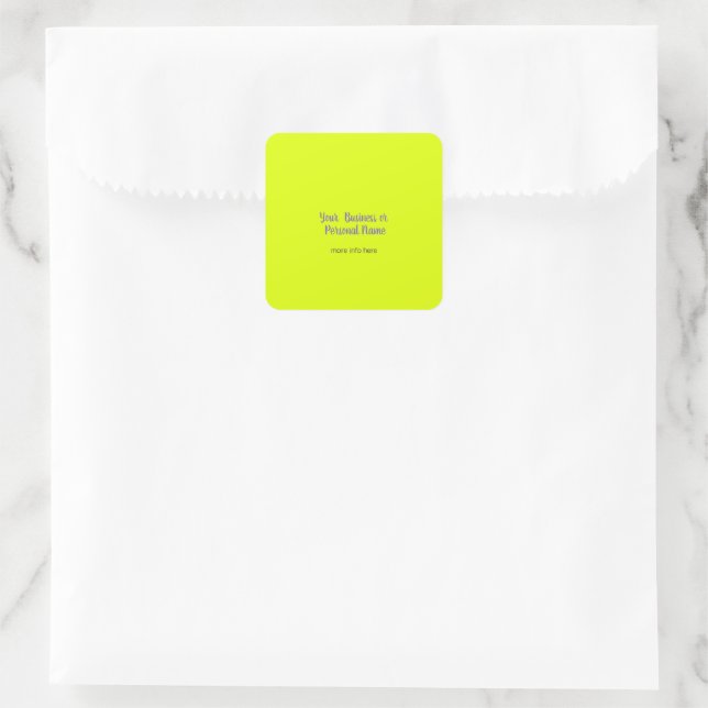 neon  yellow solid colour -personalized square sticker (Bag)