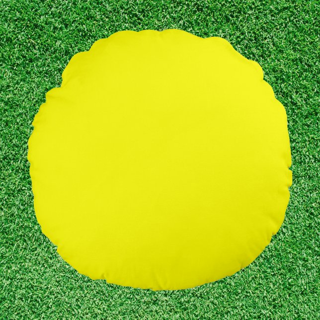Neon Yellow Solid Colour Round Pillow (Creator Uploaded)
