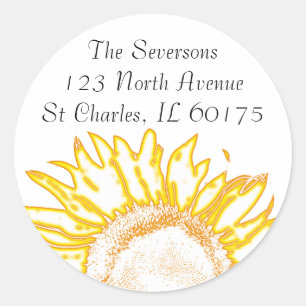 Neon Yellow Sunflower Return Address  Classic Round Sticker