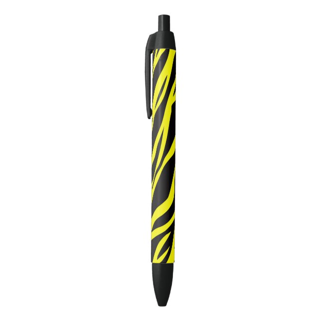 Neon Yellow Zebra Striped Black Ink Pen (Top (Vertical))