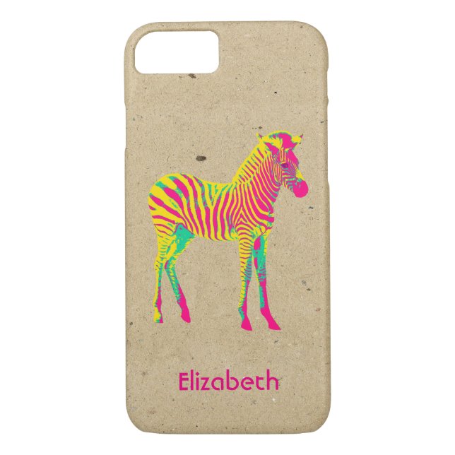 Neon Zebra Baby Animal Personalized Funky Retro Case-Mate iPhone Case (Back)
